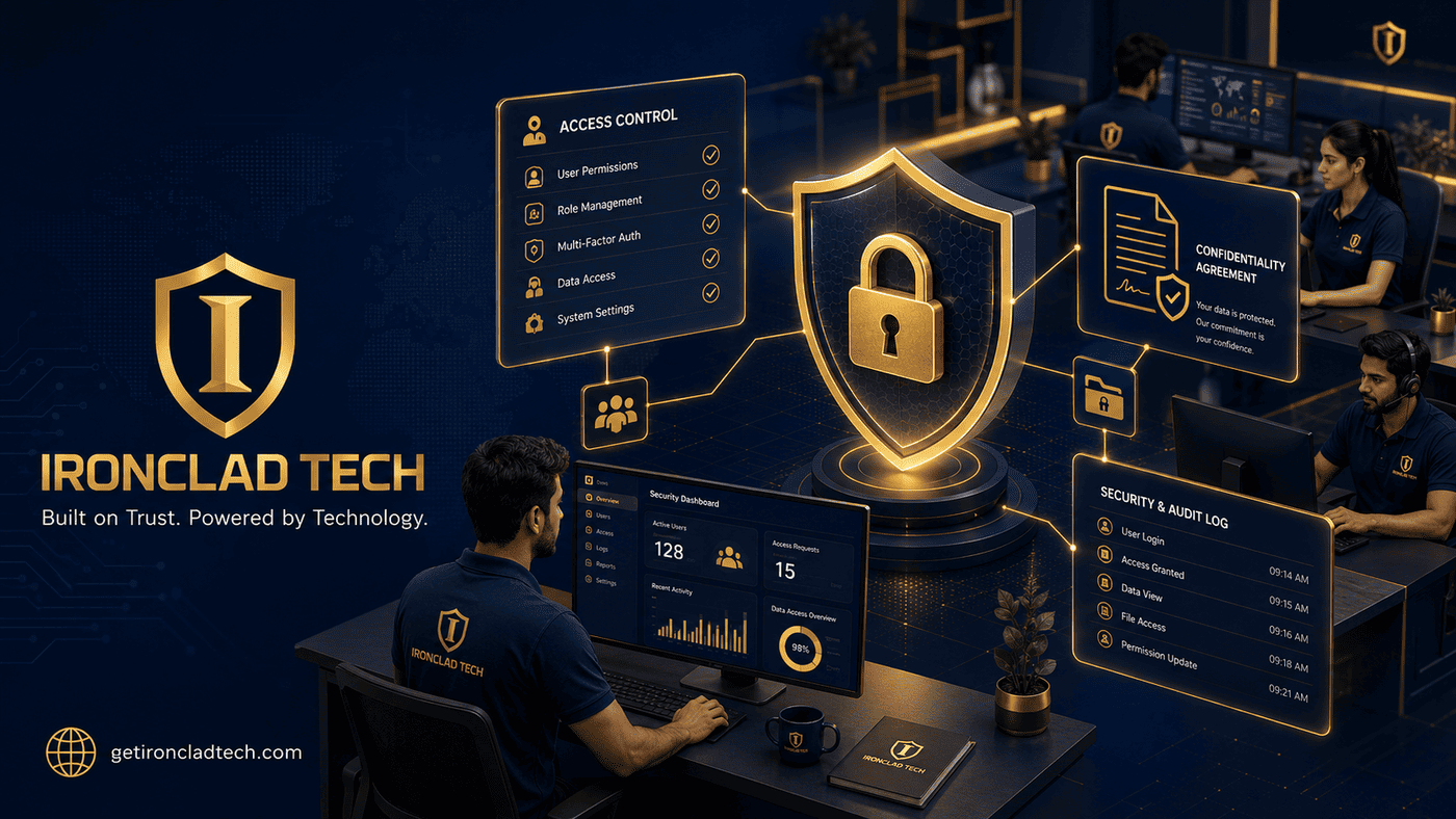 Ironclad Tech security and compliance controls: access control, confidentiality agreements and audit logging